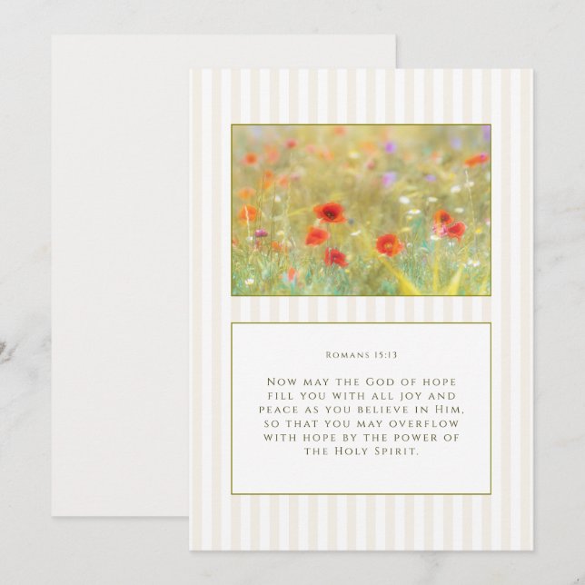 Carte Romains 15:13 Esthétique florale chrétienne (Devant / Derrière)
