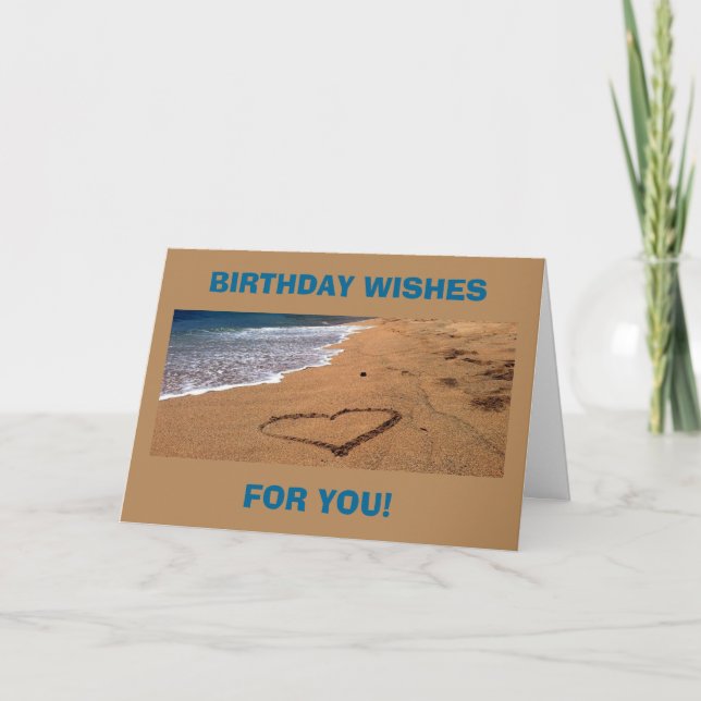 CARTE ROMANCE ET LA PLAGE AU COEUR DE VOTRE ANNIVERSAIRE (Devant)