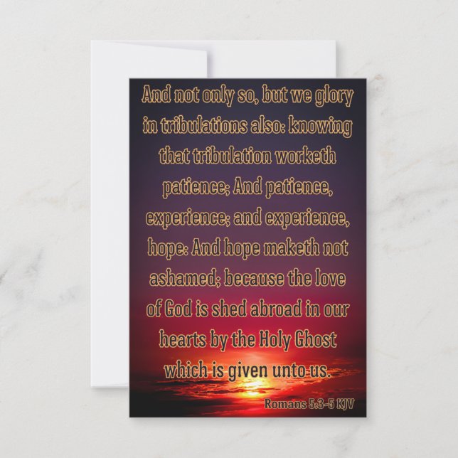 Carte Romans 5:3-5 KJV Bible Verse Pic Grey Card (Devant)