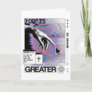 Carte Romans 8:31 Cyberpunk Main de Dieu Glitch Art