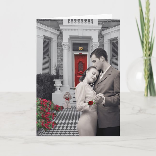 Carte Romantic Embrace Anniversary Greeting Card (Devant)