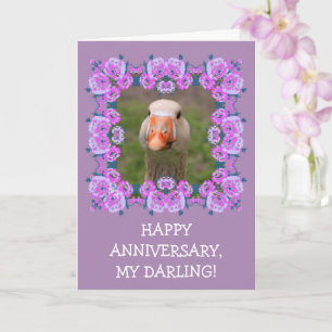 Carte Romantic Funny Goose Anniversaire