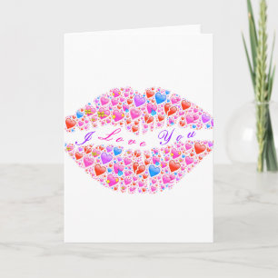 Carte Romantic Kiss Hearts Lips Valentine's Day Card
