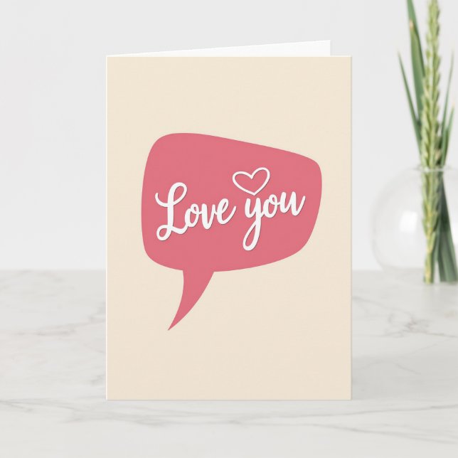 Carte Romantic Love You Script Heart Card (Devant)