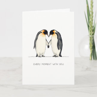 Carte Romantic Penguin Couple Greeting Card