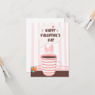 Carte Romantic Pink Graffiti Love Cup Saint Valentin