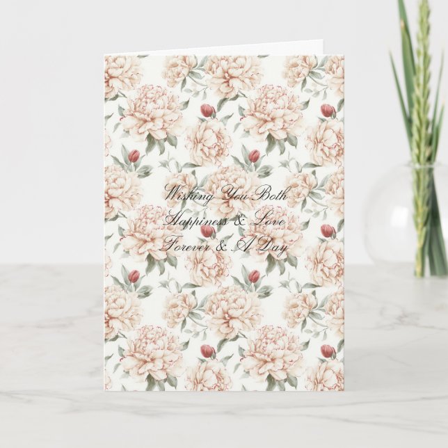 Carte Romantic Red Cream Floral Wedding (Devant)