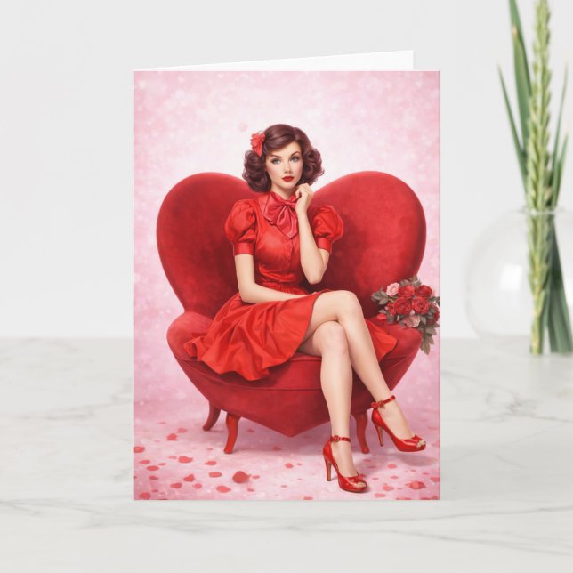 Carte Romantic Retro Love Card -Vintage Valentine  (Devant)