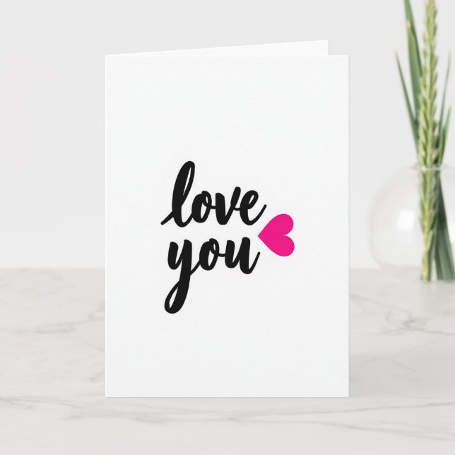Carte Romantic Script Love You Heart Foil Card (Devant)