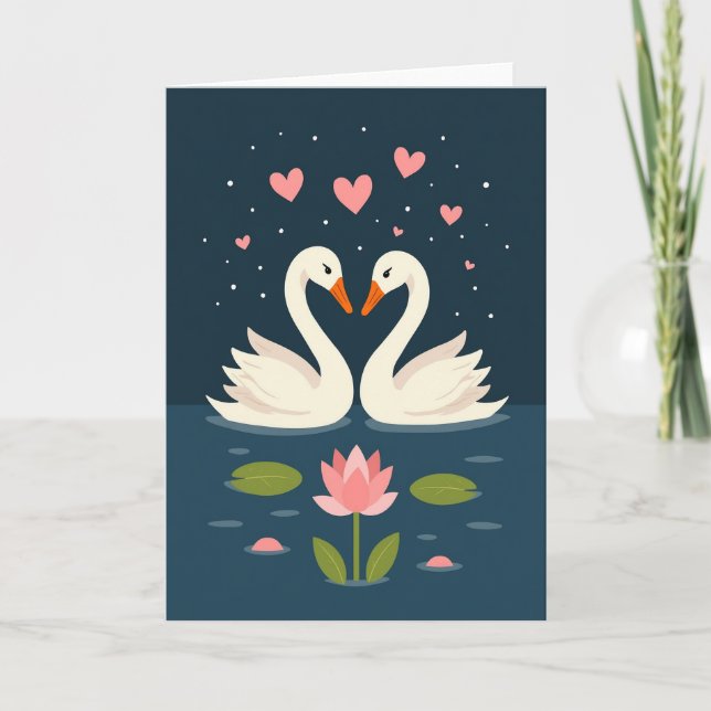 Carte Romantic Swan Love Story Card (Devant)