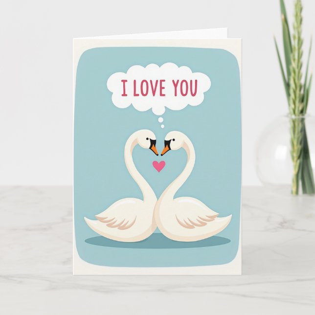 Carte Romantic Swans Heart Love Matte Card (Devant)