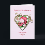 Carte Romantique 23e anniversaire Mariage Rose peint<br><div class="desc">Une carte très romantique et élégante 23ème anniversaire de mariage. Une belle carte à donner à votre femme. Un coeur doré tenant un bouquet de roses peints.</div>