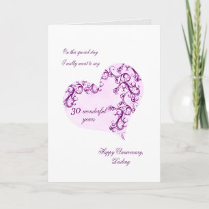 Carte Romantique 30e anniversaire de Mariage