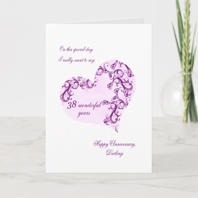 Carte Romantique 38e anniversaire de Mariage (Devant)