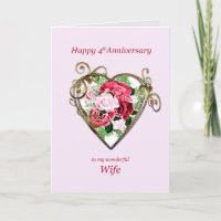 Romantique 4ème anniversaire Mariage Roses peints