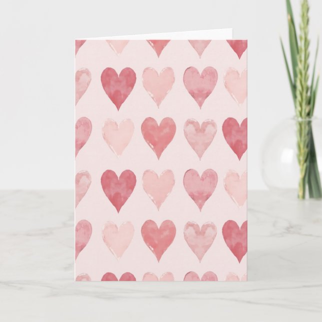 Carte romantique à coeurs roses (Devant)