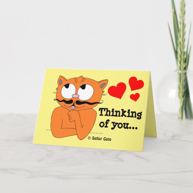Carte romantique "À penser à toi" Cartoon MustachC (Devant)