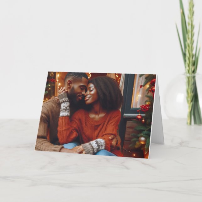 Carte romantique afro-américaine de Noël (Devant)
