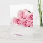 Carte romantique birthday roses on<br><div class="desc">pink rose bouquet and pearls on white for birthday for lololo</div>