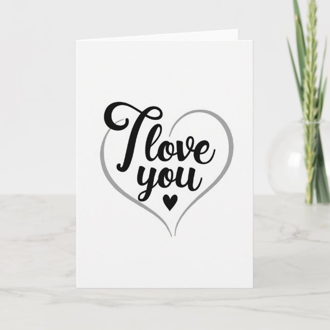 Carte romantique blanche Je t'aime (Devant)