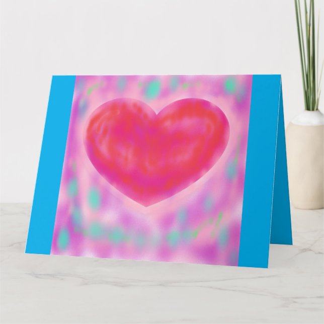 Carte romantique bleue avec pastels et cœur (Devant)
