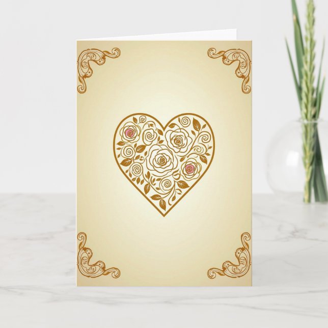 Carte Romantique Cœur de Rose (Devant)