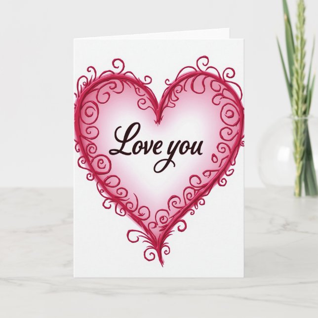 Carte romantique cœur Je t'aime (Devant)