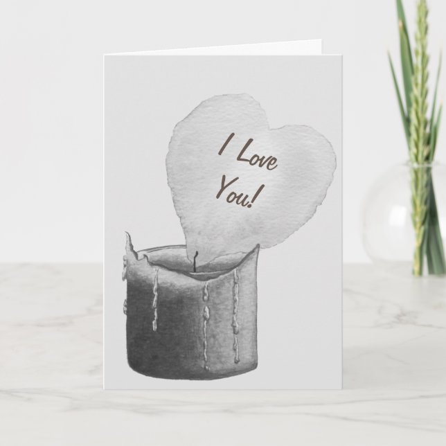 Carte romantique coeur rouge en forme de flamme amour (Devant)