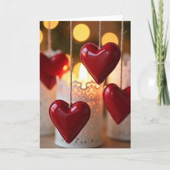 Carte Romantique Cœurs Rouges (Devant)
