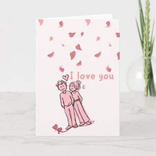 Carte Romantique 'Cute Cute Doodle Couple I Love Y