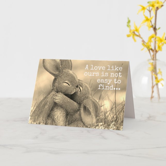Carte romantique d'amour de lapin pour l'être aimé (Fleur jaune)