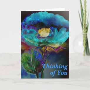 Carte Romantique élégant tableau turquoise floral aquare