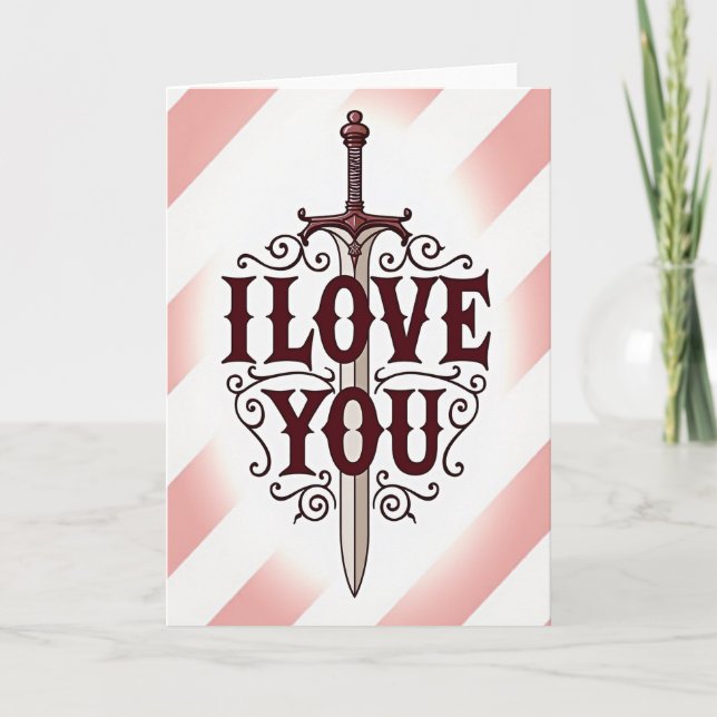 Carte Romantique Épée 'Je T'Aime' (Devant)