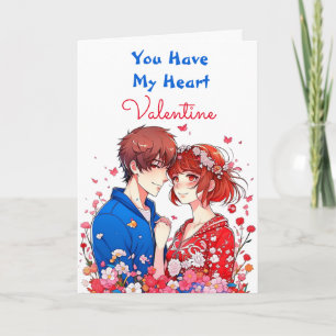 Carte Romantique et mignonne Anime Couple Saint Valentin