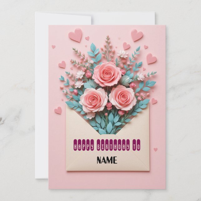 Carte Romantique Florale Anniversaire (Devant)
