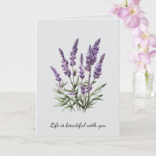 Carte Romantique Gris Violet Lavande Fête des mariées fl
