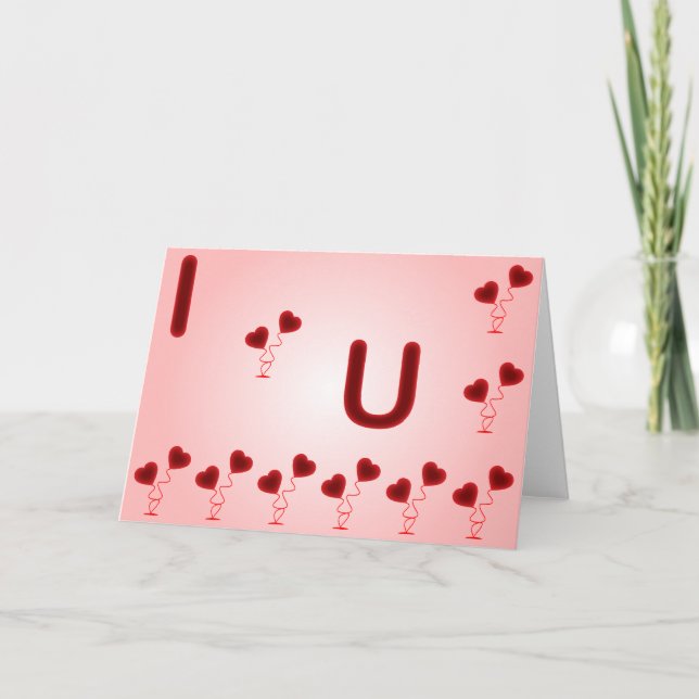 Carte Romantique I Love You illustration avec des coeurs (Devant)
