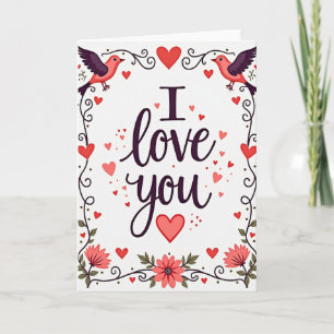Carte romantique « Je t'aime » à défilement doré
