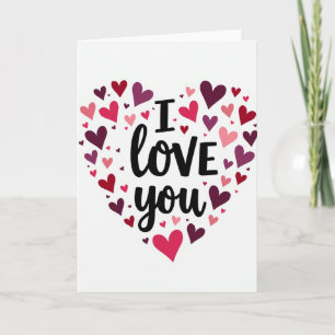 Carte romantique « Je t'aime » avec des cœurs
