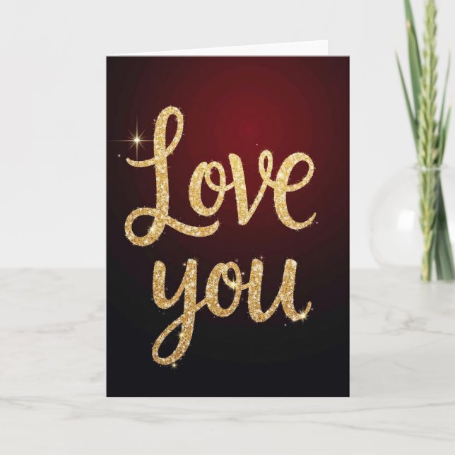 Carte Romantique « Je t'aime » avec écriture paill (Devant)