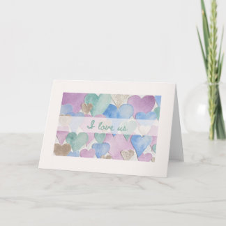 Carte romantique « Je t'aime nous » avec cœurs pas