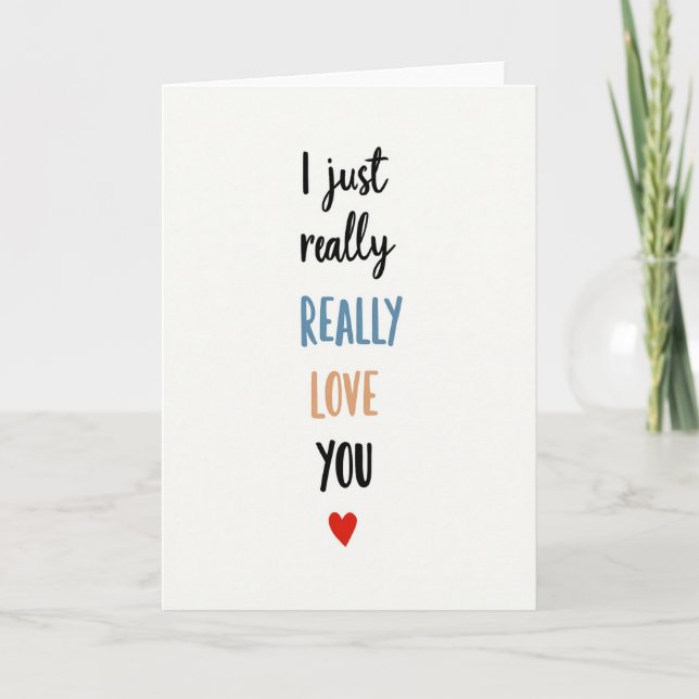 Carte romantique Je t'aime vraiment (Devant)