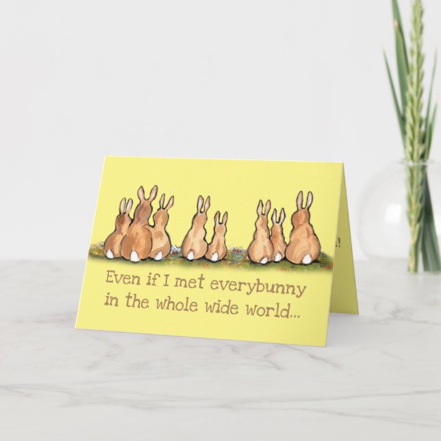 Carte Romantique Lapin Lapin Jaune Anniversaire Annivers (Devant)