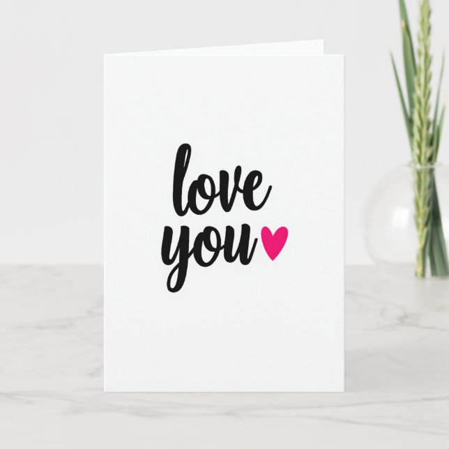 Carte Romantique lisse Script Love You (Devant)