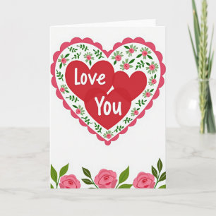 Carte romantique Love You Rose