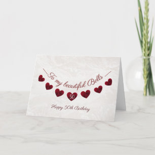 Carte romantique pour les 50 ans de ma femme avec