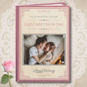 Carte Romantique Rose Crème Vintage Livre de Contes Anni