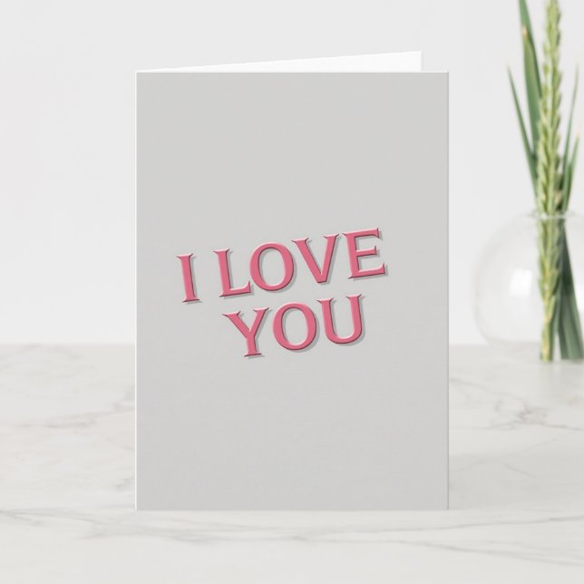 Carte romantique rose en relief Je t'aime (Devant)