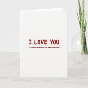 Carte romantique Rouge Je t'aime