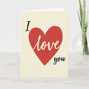 Carte romantique rouge Je t'aime cœur